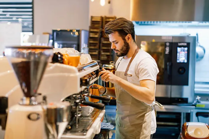Standard restaurant supply and restaurant substances in a industrial kitchen setup